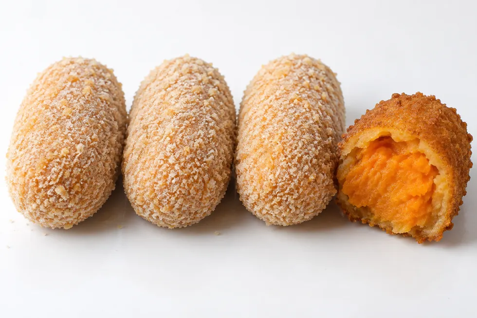 Uniform croquette portions and a cut cross section